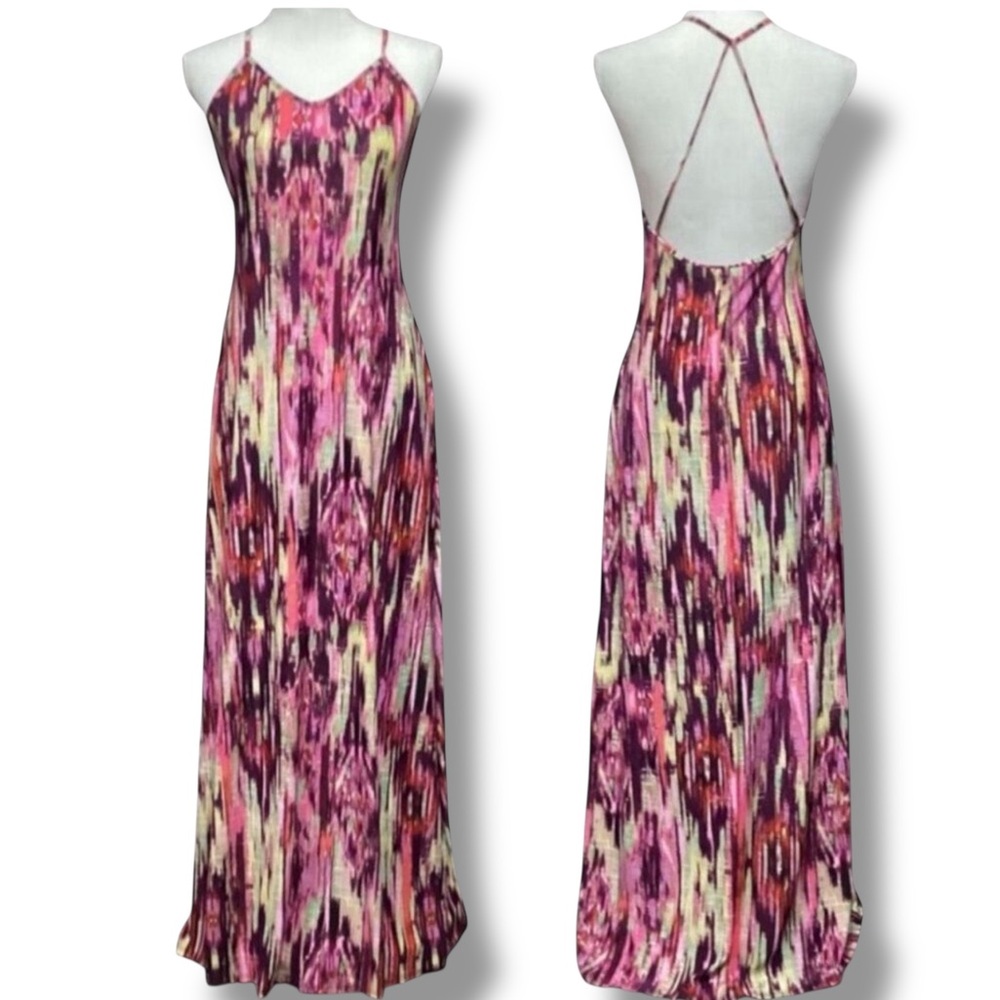 Evelie Y2K Maxi Summer Dress with Criss Cross Spaghetti Straps On Back